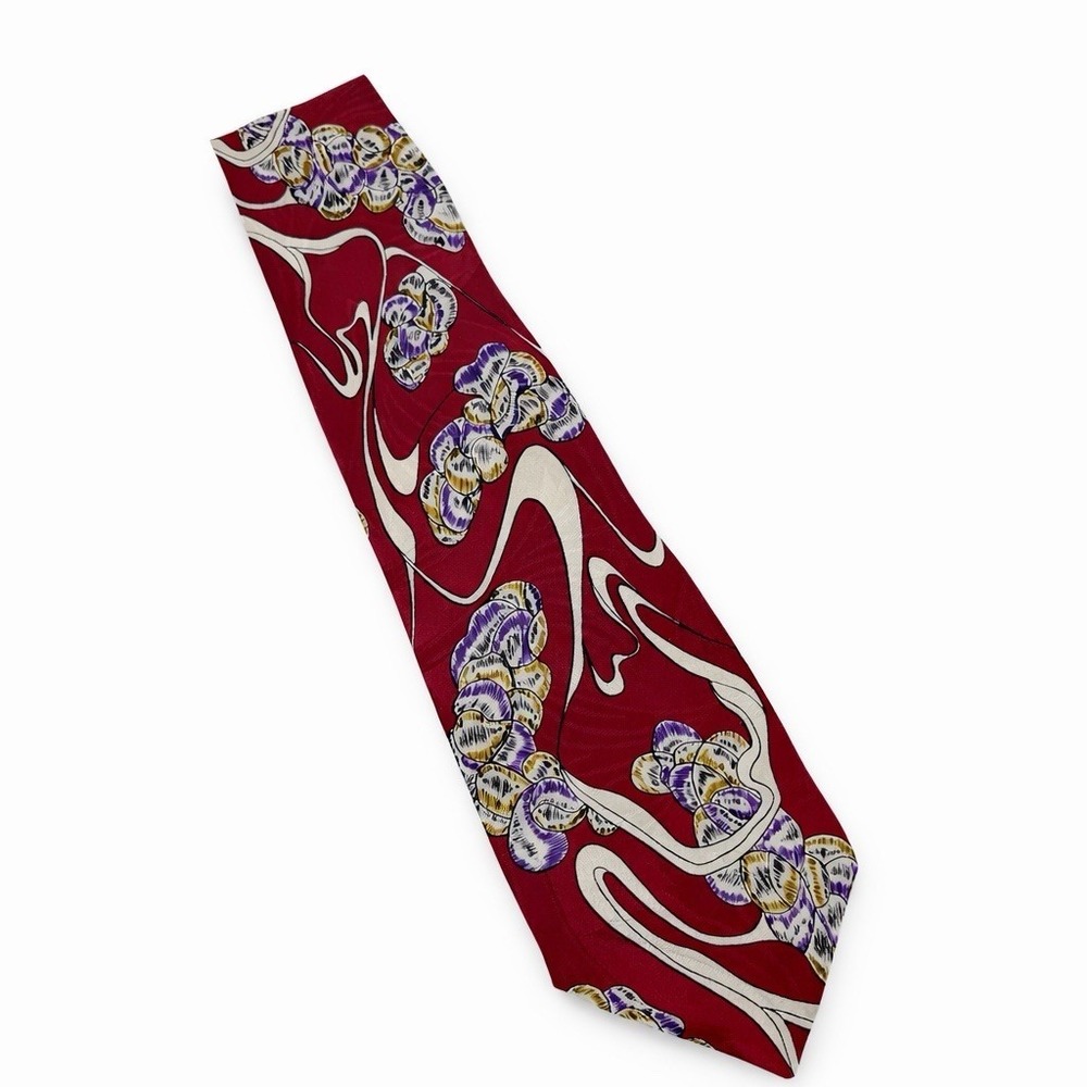Vintage 90s Screenplay Martin Wong Silk Tie 3.75" USA Abstract Floral